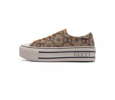 Gucci 古奇 小白鞋 古驰奢侈品女运动板鞋 休闲鞋子 Gucci Tennis 1977老花鞋 经典耐穿 复古感满满的gucci老花鞋老花满印板鞋 生胶底 - 点击图像关闭