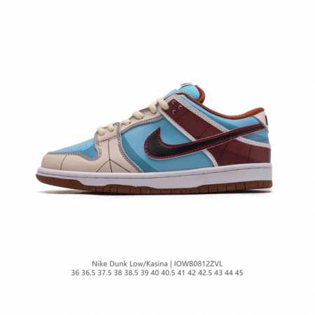 Nike 耐克 采用皮革饰片拼接效果，内置Sole真气垫装置及耐磨橡胶大底街头穿搭，心动联名韩国最大街头服饰品牌KASINA x Nike Dunk Low S - 点击图像关闭