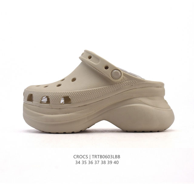特价 Crocs 沙滩洞洞鞋 女士休闲厚底增高凉拖鞋 卡骆驰明星同款 厚底增高沙滩鞋 选择尺码时 建议选大一码 脚感更舒适 家居休闲一式两用拖鞋 白敬亭同款，坡