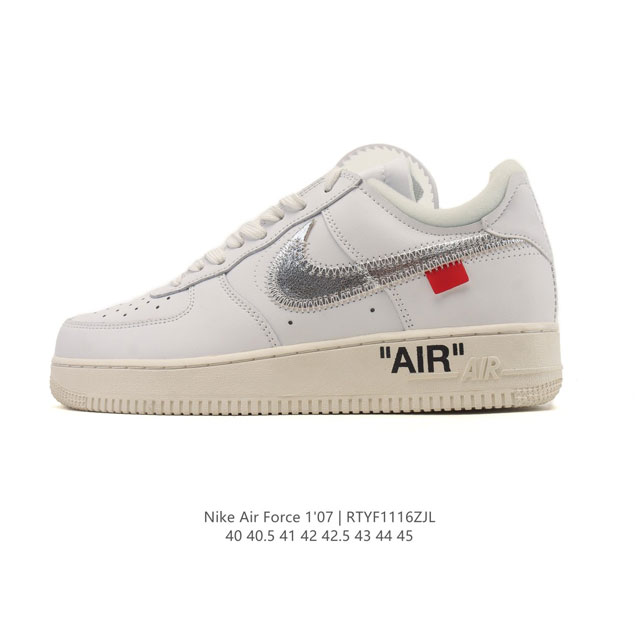 公司级 耐克Nike Off-White X Air Force 1 Ow联名空军一号厚底增高运动板鞋 鞋款延续了此次联名的设计风格，鞋身内侧同样印有大面积标语